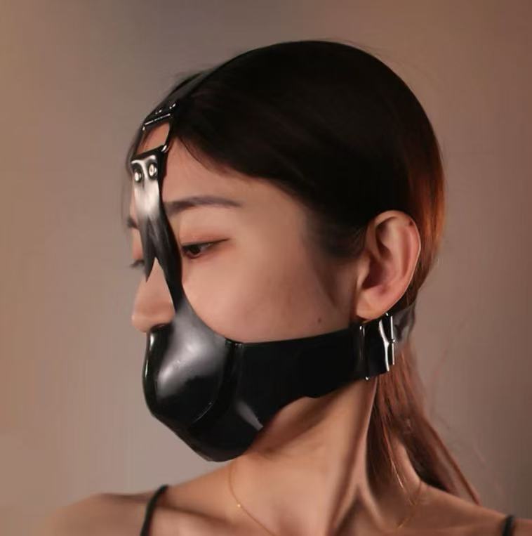Latex Cosplay Mask with Head Harness