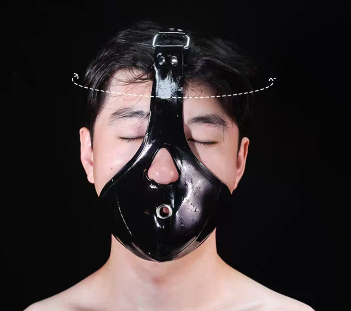 Lockable Latex Mask with BDSM Head Harness