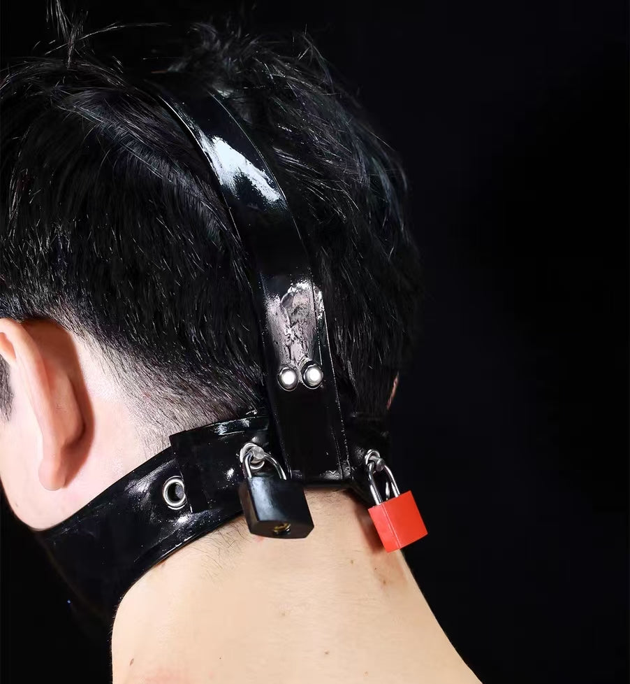 Lockable Latex Mask with BDSM Head Harness