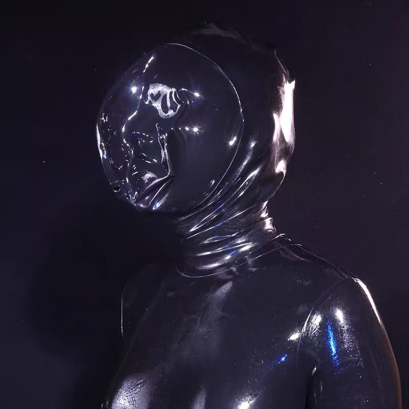 Premium Latex Breathplay Hood – Adjustable Breath Control Mask for Sensory Deprivation