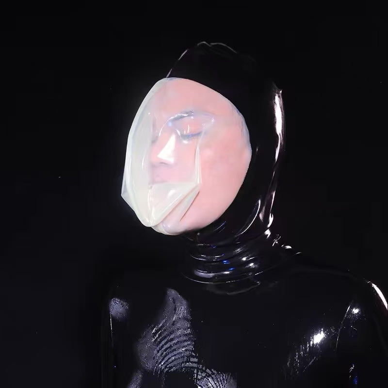 Premium Latex Breathplay Hood – Adjustable Breath Control Mask for Sensory Deprivation