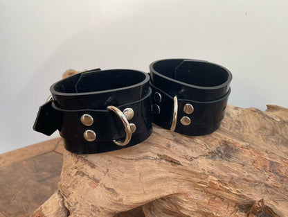 latex wrist and ankle cuffs with rust proof metal buckles