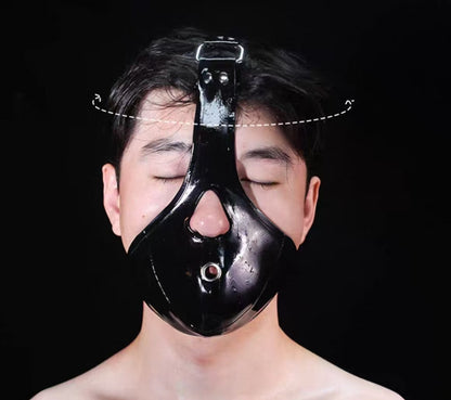 Lockable Latex Mask with BDSM Head Harness