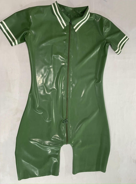 a green Latex Bodysuit Male