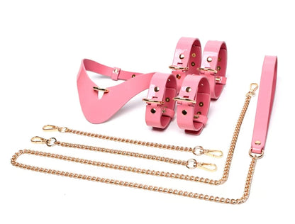 Pink Leather Restraint Set