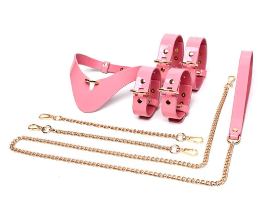 Pink Leather Restraint Set