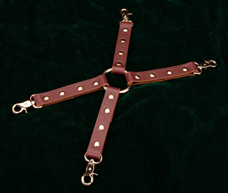 a wine leather hogtie